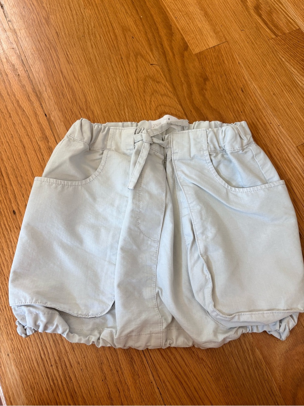 Zara Pale Blue Elastic Waist Skirt with Drawstring